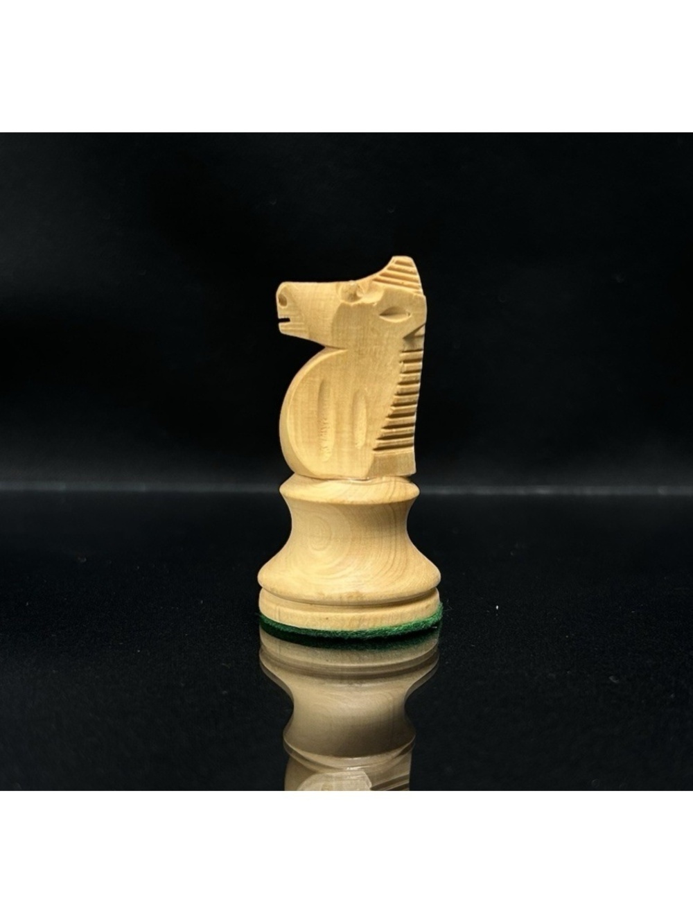Grandmaster Wooden Chess Piece 70s Felt 2" Knight White Made in France